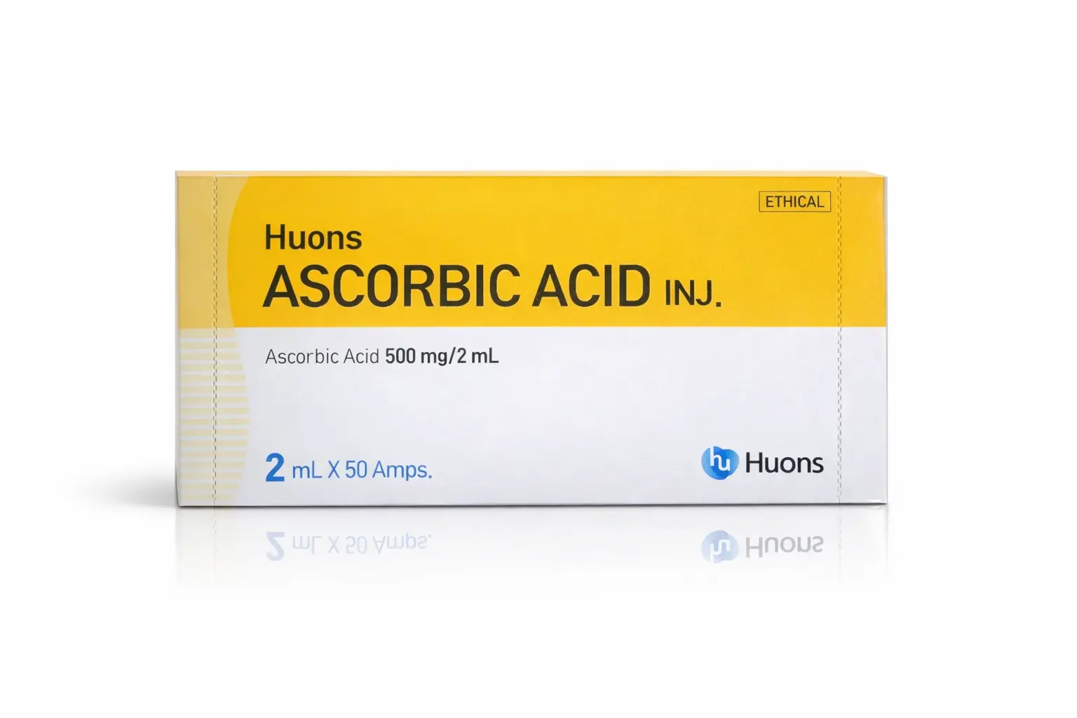 Huons Ascorbic Acid Pure Vitamin C 2 Huons Ascorbic Acid Pure Vitamin C Whitening Glowing Skin Treatment 2ml*50amps - Image 1